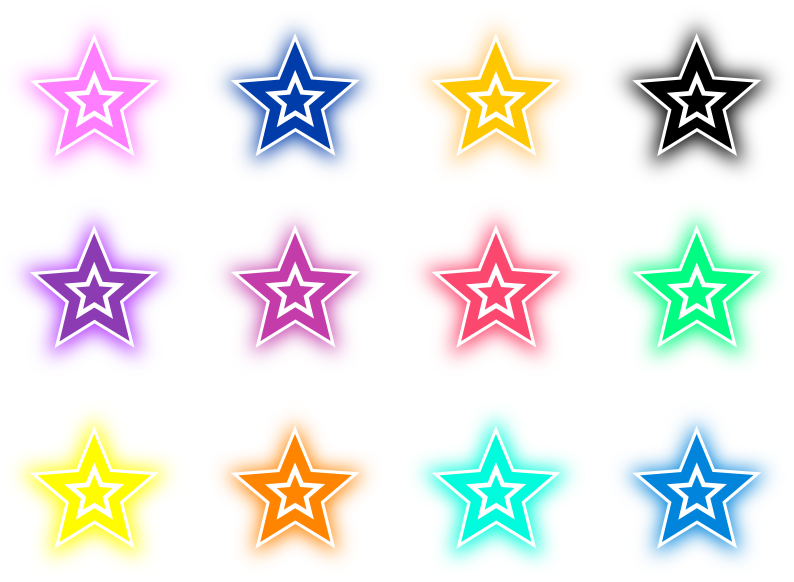 A Group Of Colorful Stars PNG