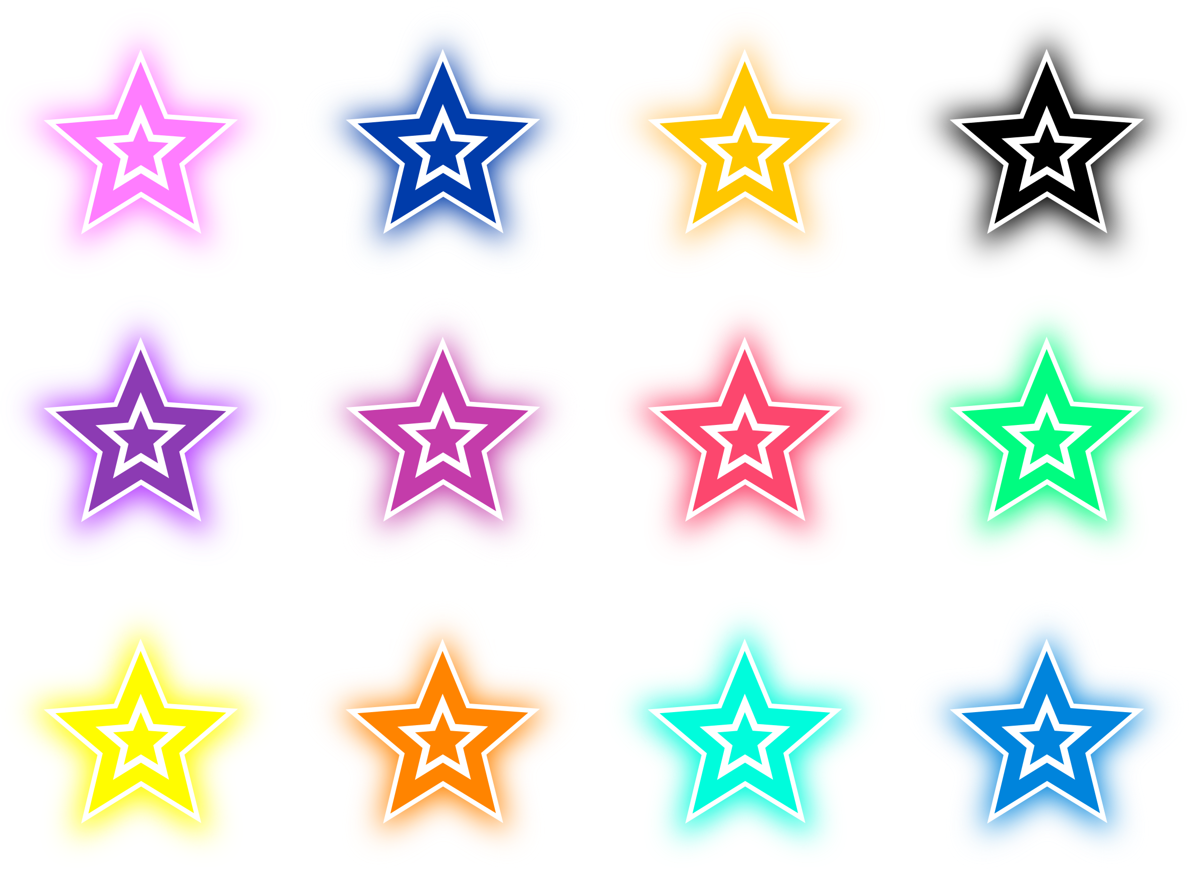 A Group Of Colorful Stars PNG