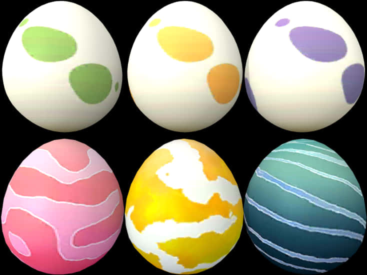 A Group Of Eggs Painted With Different Colors PNG