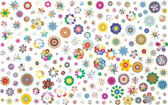 A Group Of Flowers On A Black Background PNG