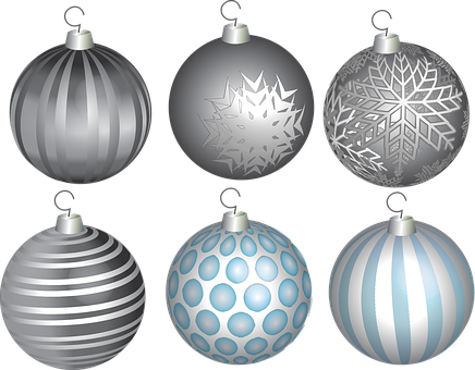 A Group Of Ornaments On A Black Background PNG