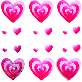 A Group Of Pink And White Hearts PNG