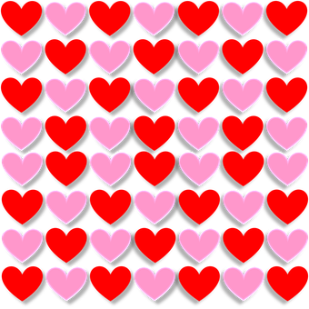 A Group Of Red And Pink Hearts