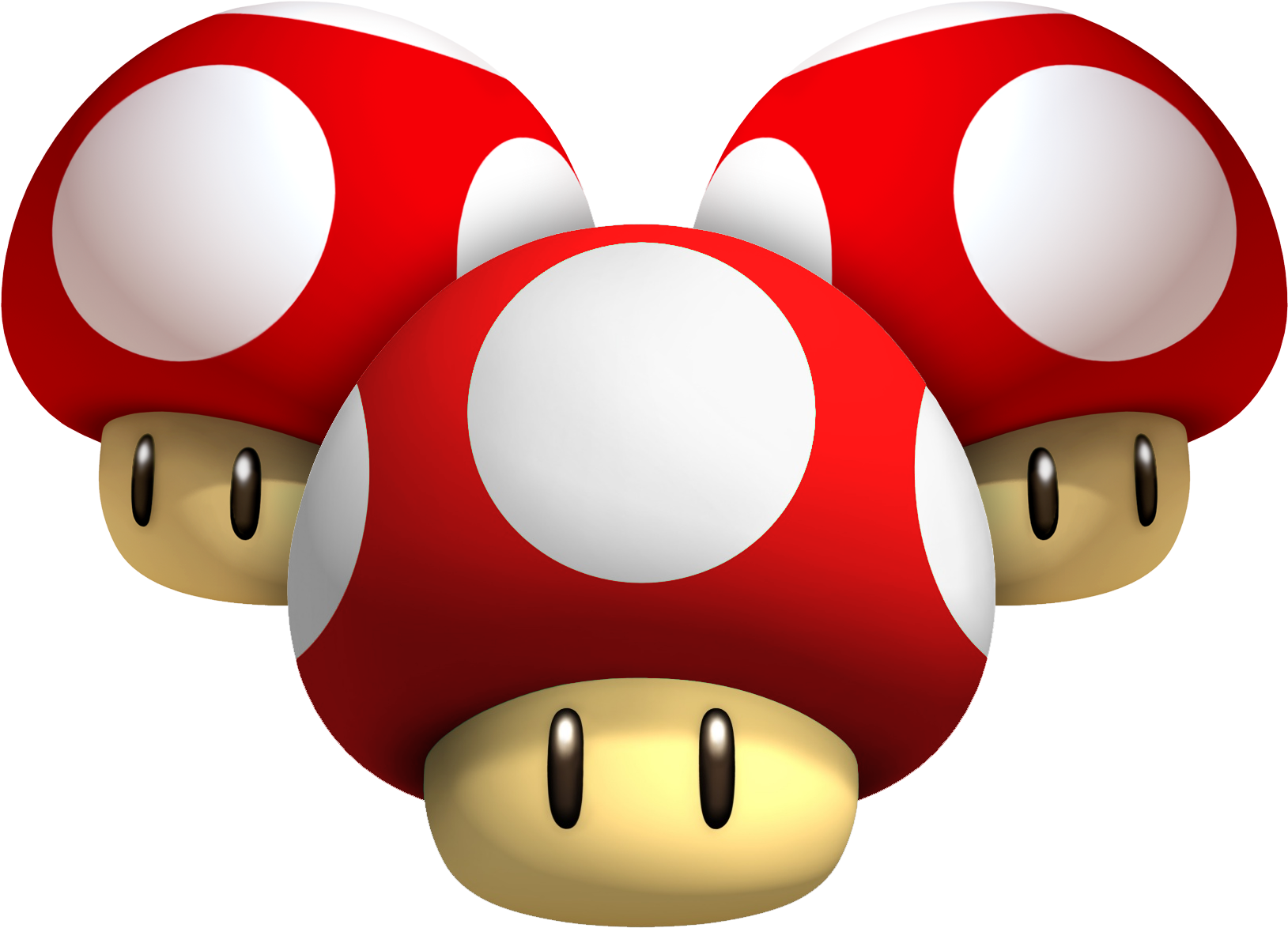 A Group Of Red And White Mushrooms