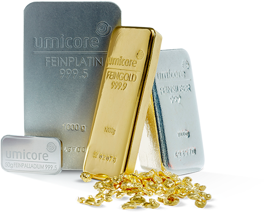 A Group Of Silver And Gold Bars