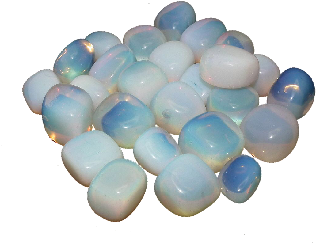 A Group Of White And Blue Stones
