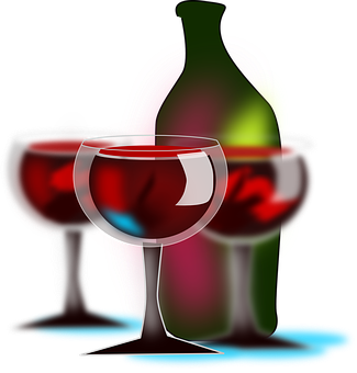 A Group Of Wine Glasses And A Bottle PNG