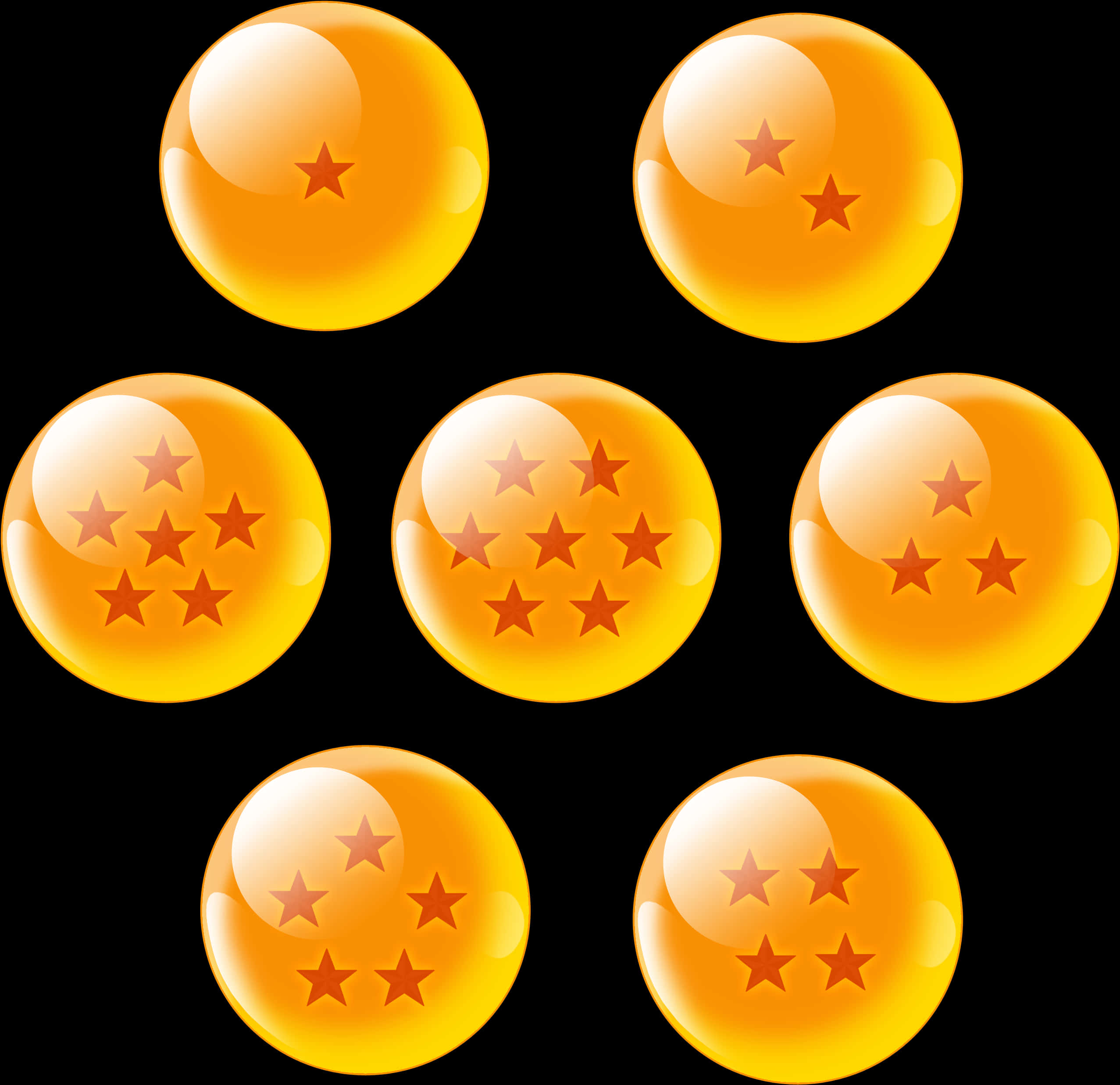 A Group Of Yellow Balls With Stars In Them PNG