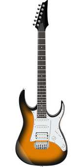 A Guitar On A Black Background PNG