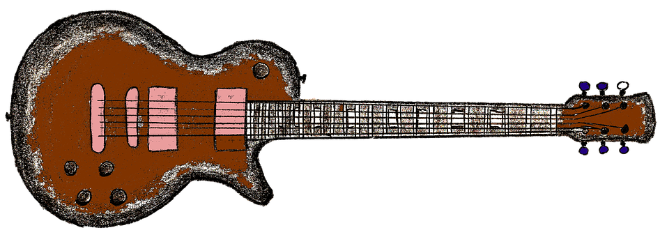 A Guitar With A Black Background PNG