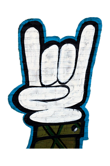 A Hand Gesture Painted On A Brick Wall PNG