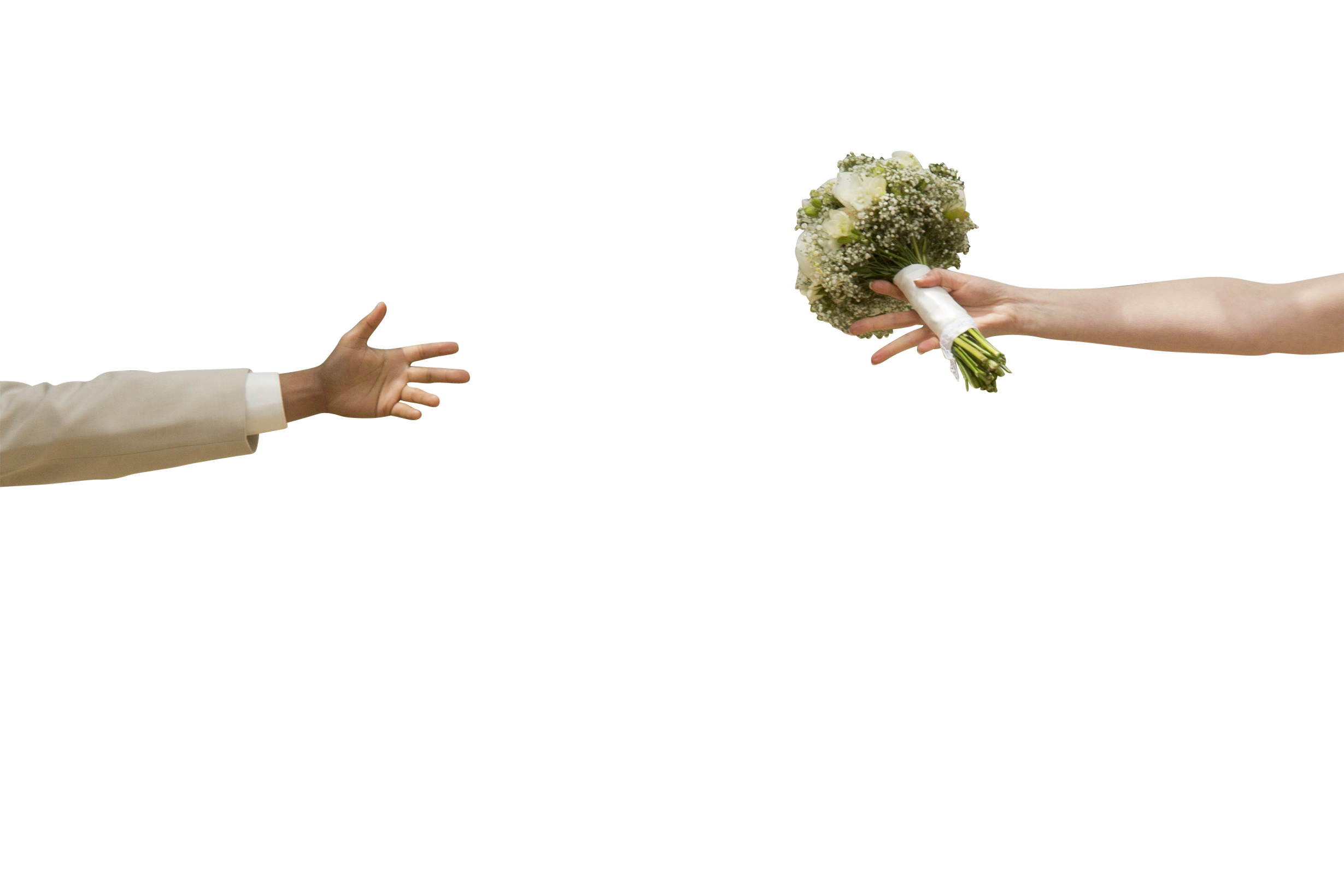 A Hand Reaching Out To A Bouquet Of Flowers PNG