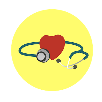 A Heart And Stethoscope On A Yellow Circle PNG