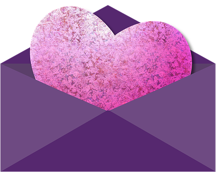 A Heart In A Purple Envelope PNG
