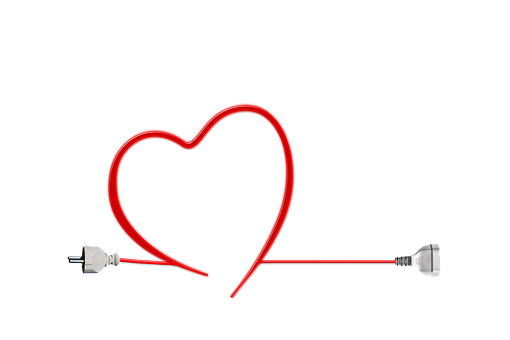 A Heart Shaped Cable Connected To A Couple Of Plugs PNG