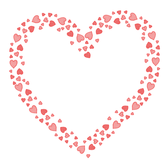 A Heart Shaped Frame Made Of Small Red Hearts PNG