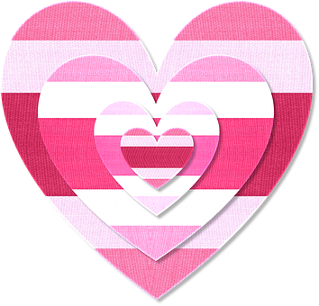 A Heart Shaped Pink And White Striped PNG
