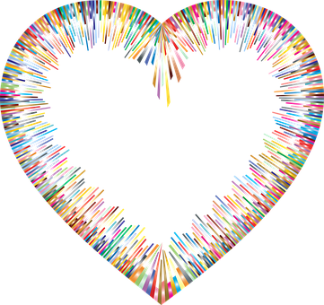 A Heart Shaped Rainbow Colored Lines PNG
