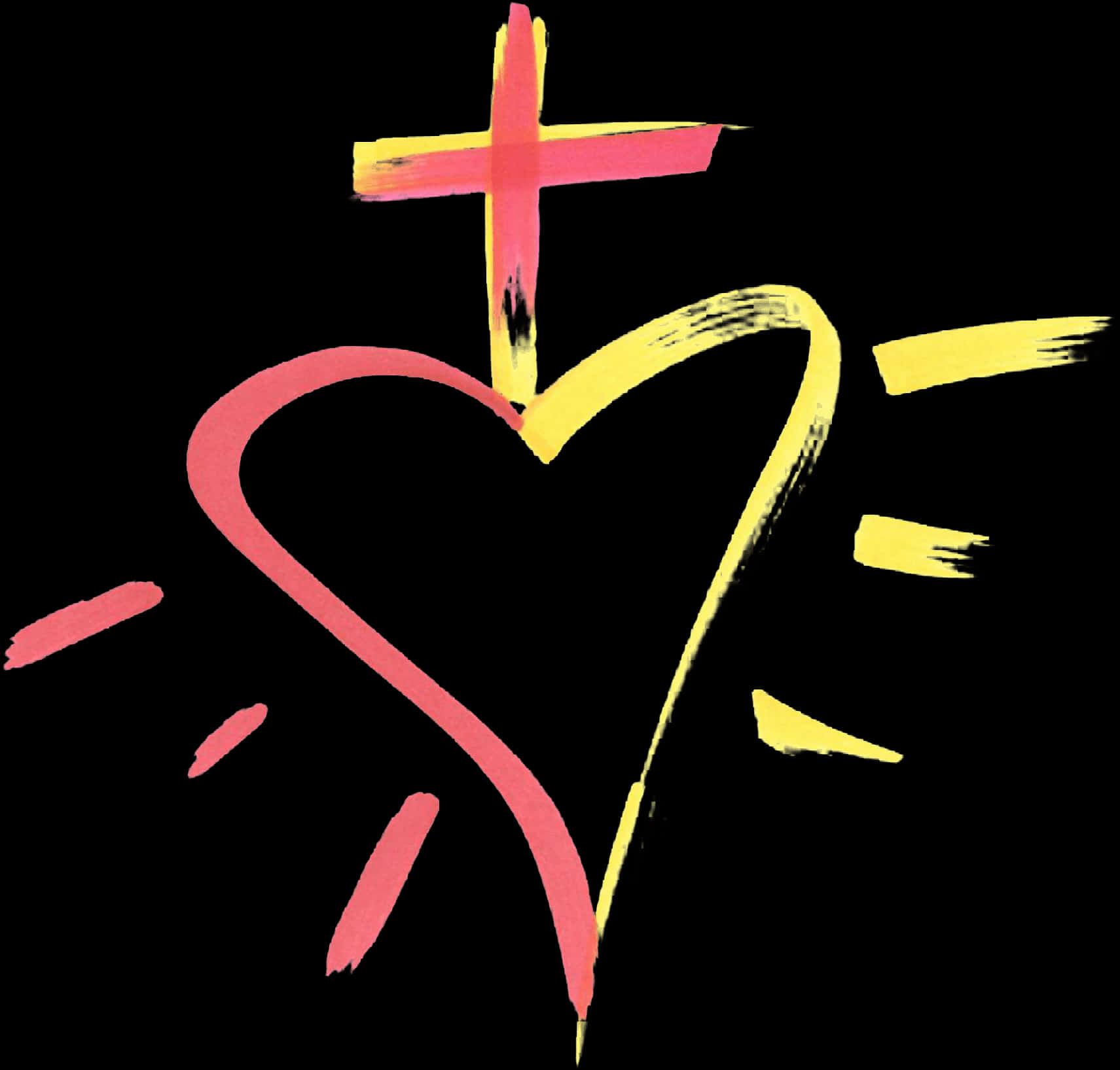 A Heart With A Cross And Light PNG