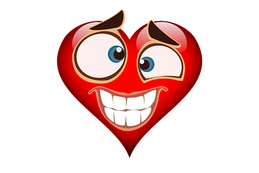 A Heart With A Face And Eyes PNG