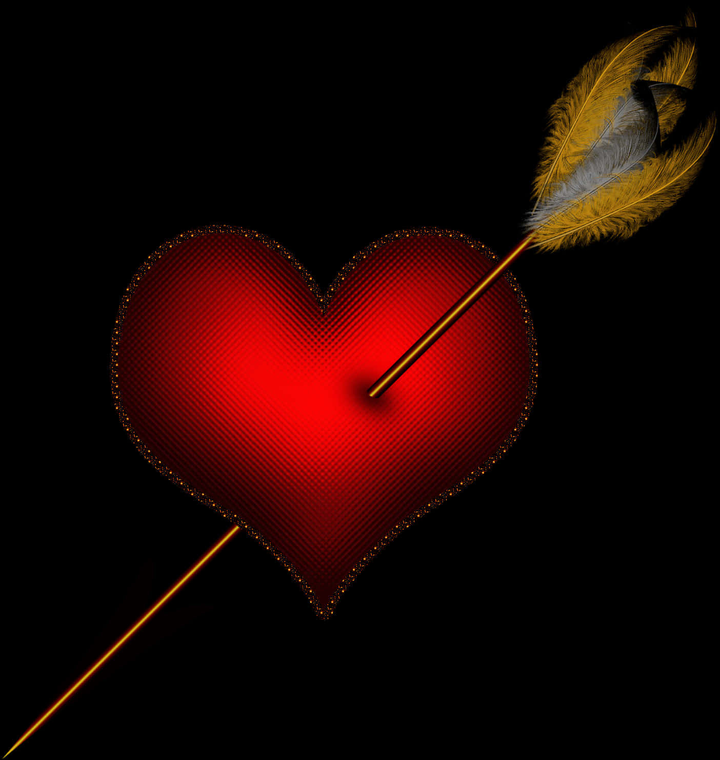 A Heart With A Feathered Arrow PNG