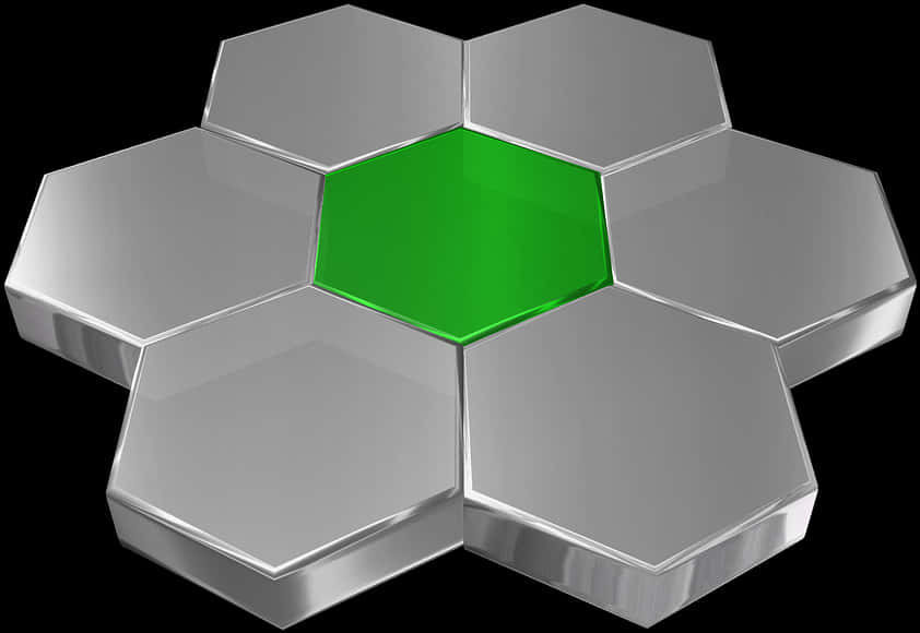 A Hexagon Shaped Object With A Green Center