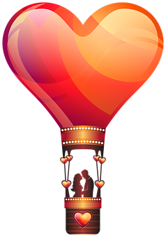 A Hot Air Balloon With A Couple Inside