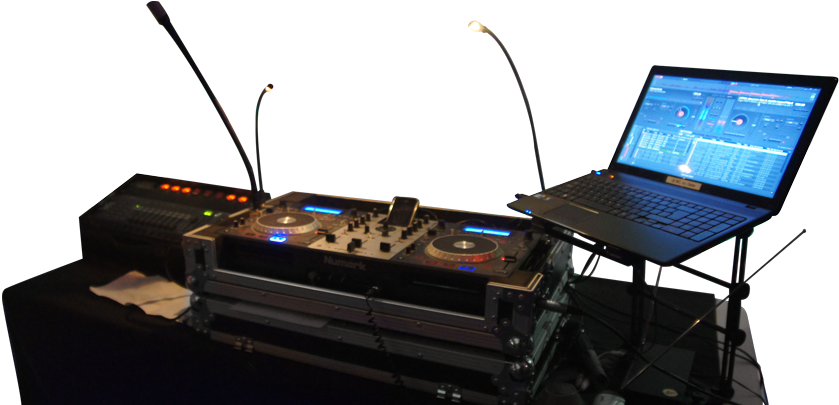 A Laptop And Dj Equipment PNG
