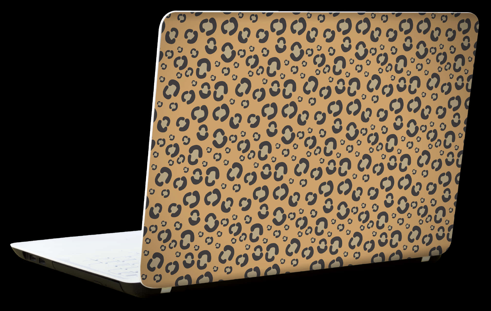 A Laptop With A Leopard Pattern PNG
