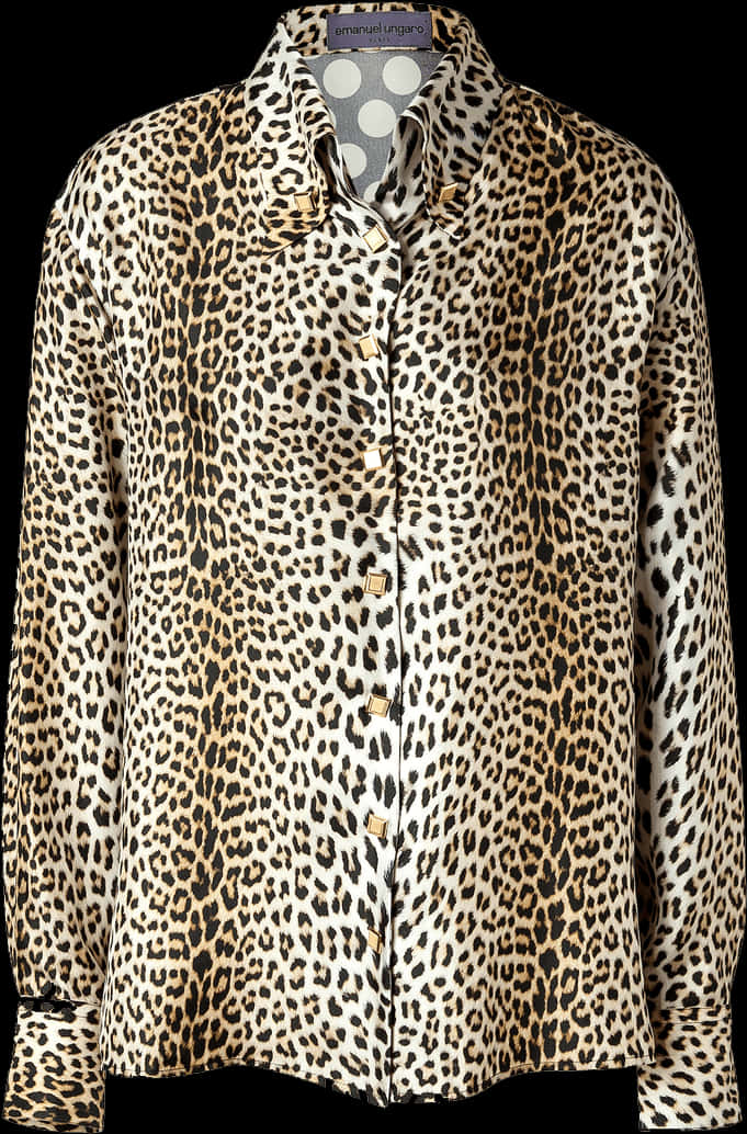 A Leopard Print Shirt With Buttons PNG
