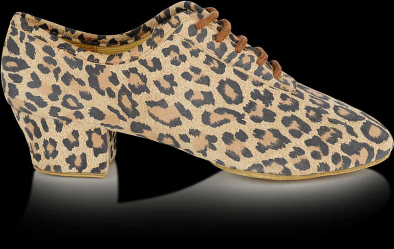 A Leopard Print Shoe With A Black Background PNG