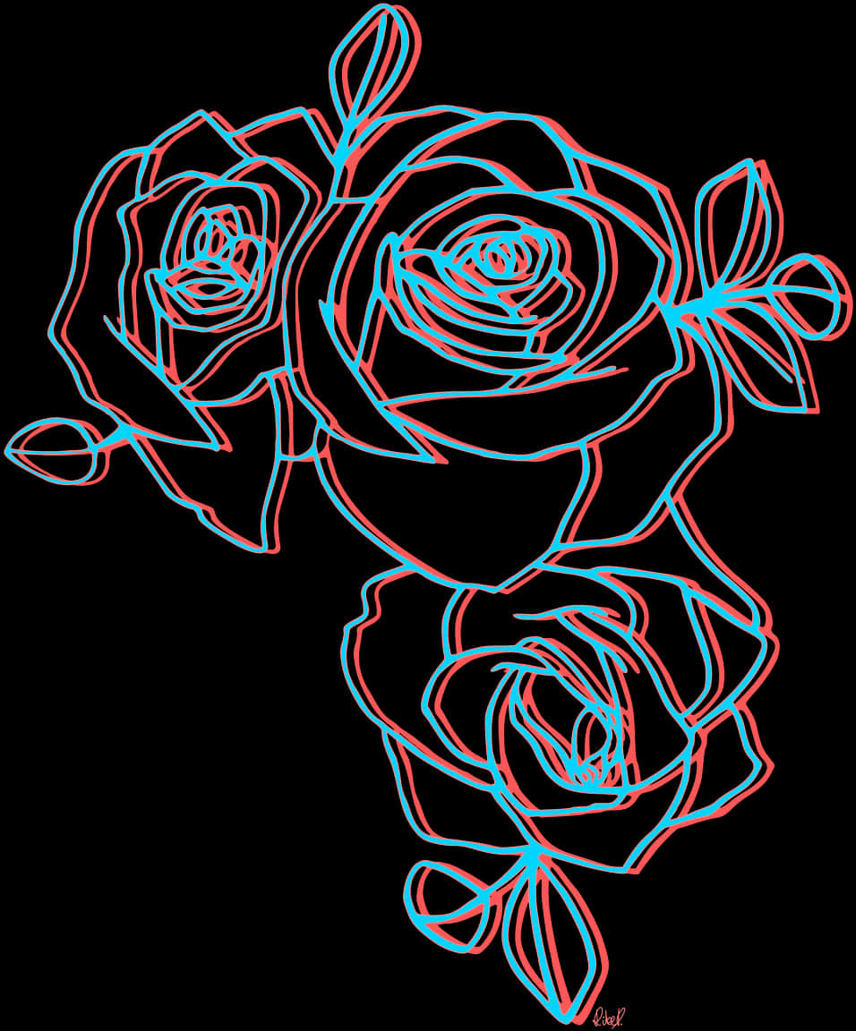 A Line Drawing Of Roses PNG