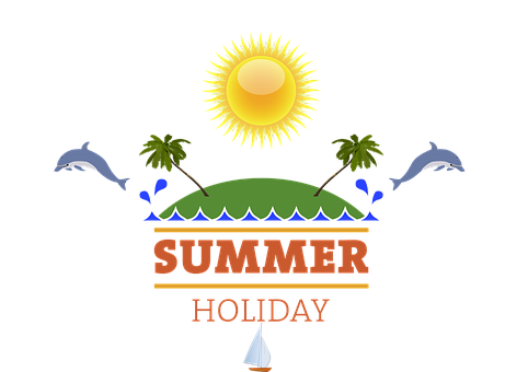 A Logo With A Sun And Palm Trees PNG