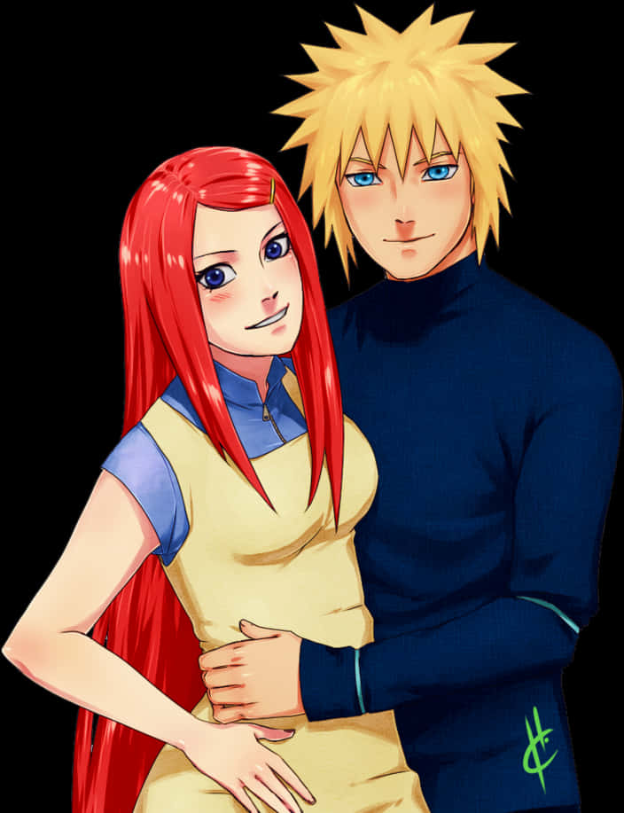 A Man And Woman With Long Red Hair PNG