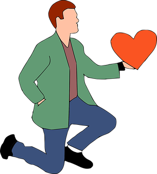 A Man Holding A Heart PNG