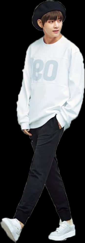 A Man In A White Sweatshirt PNG