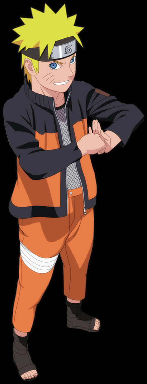 A Man In Orange And Black Outfit