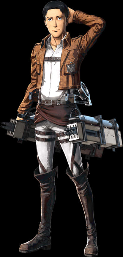 A Man Wearing A Brown Jacket And White Pants PNG