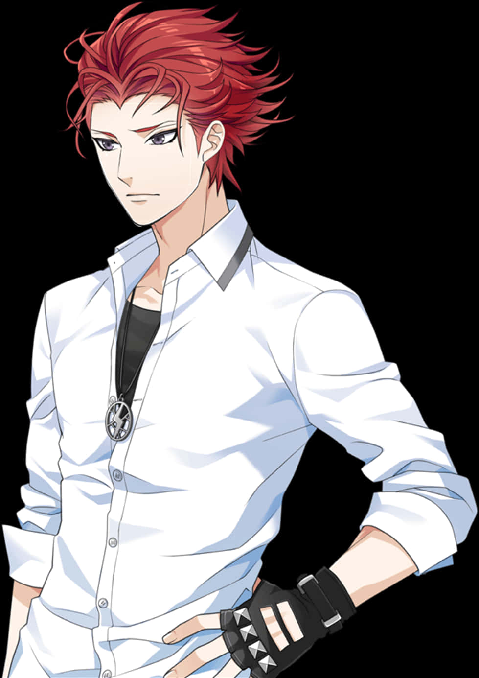 A Man With Red Hair And A Black Shirt PNG