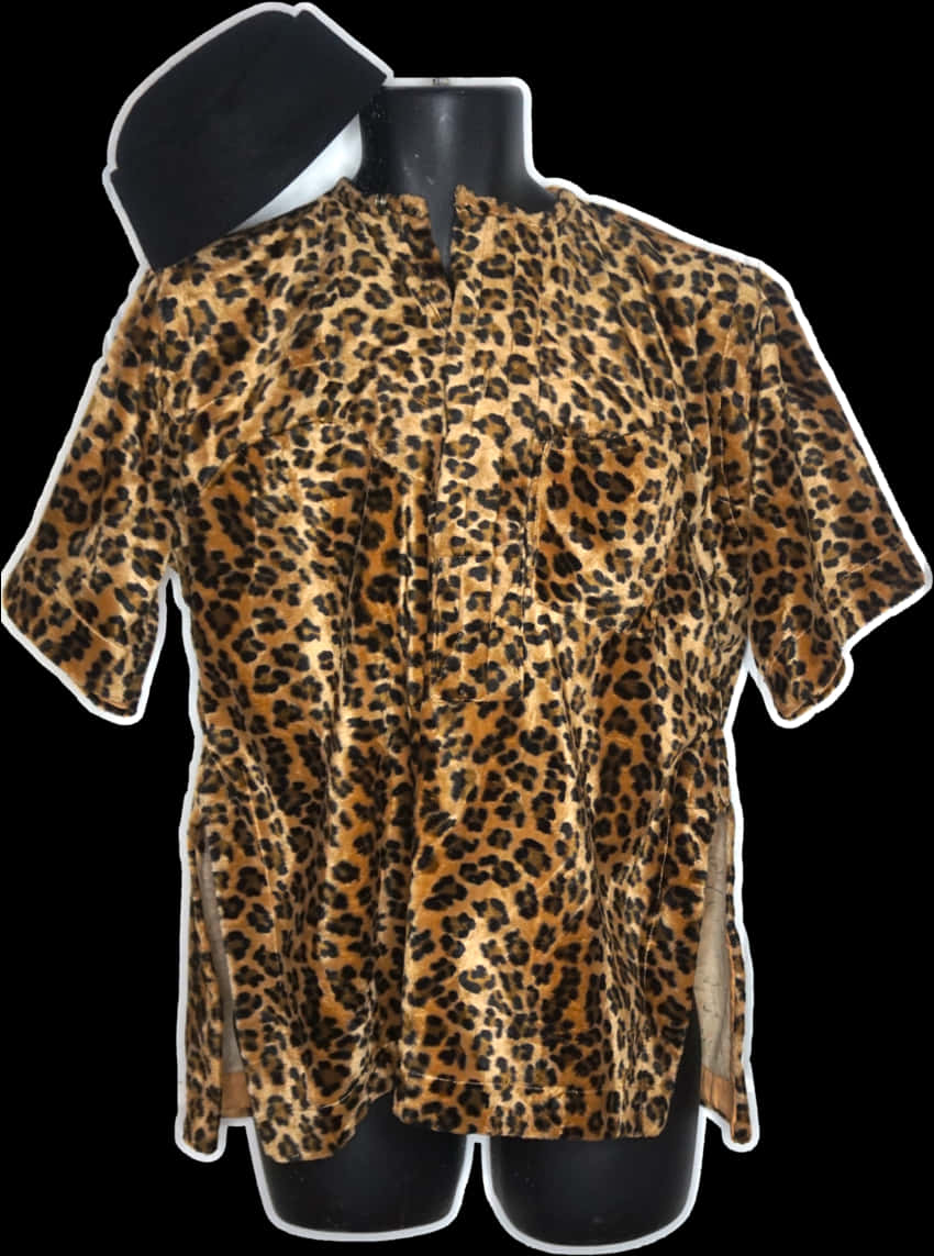 A Mannequin With A Leopard Print Shirt PNG
