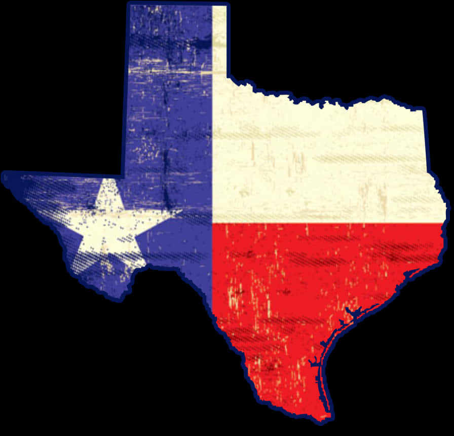 A Map Of Texas With A Flag PNG