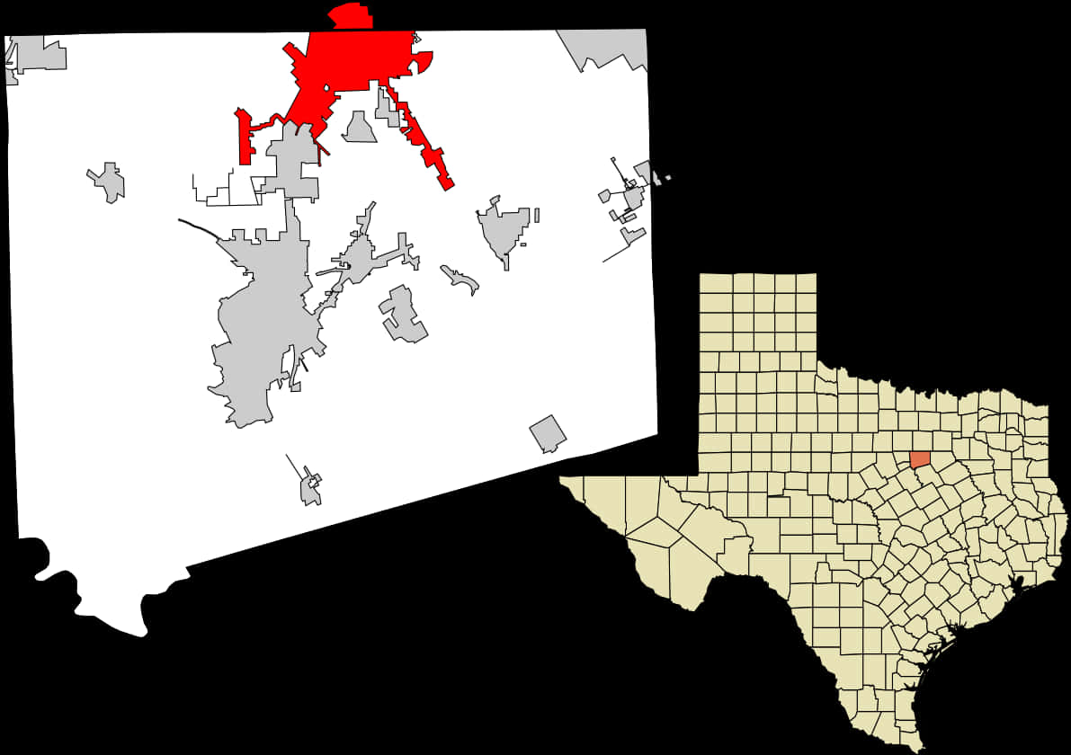 A Map Of Texas With A Red Location PNG