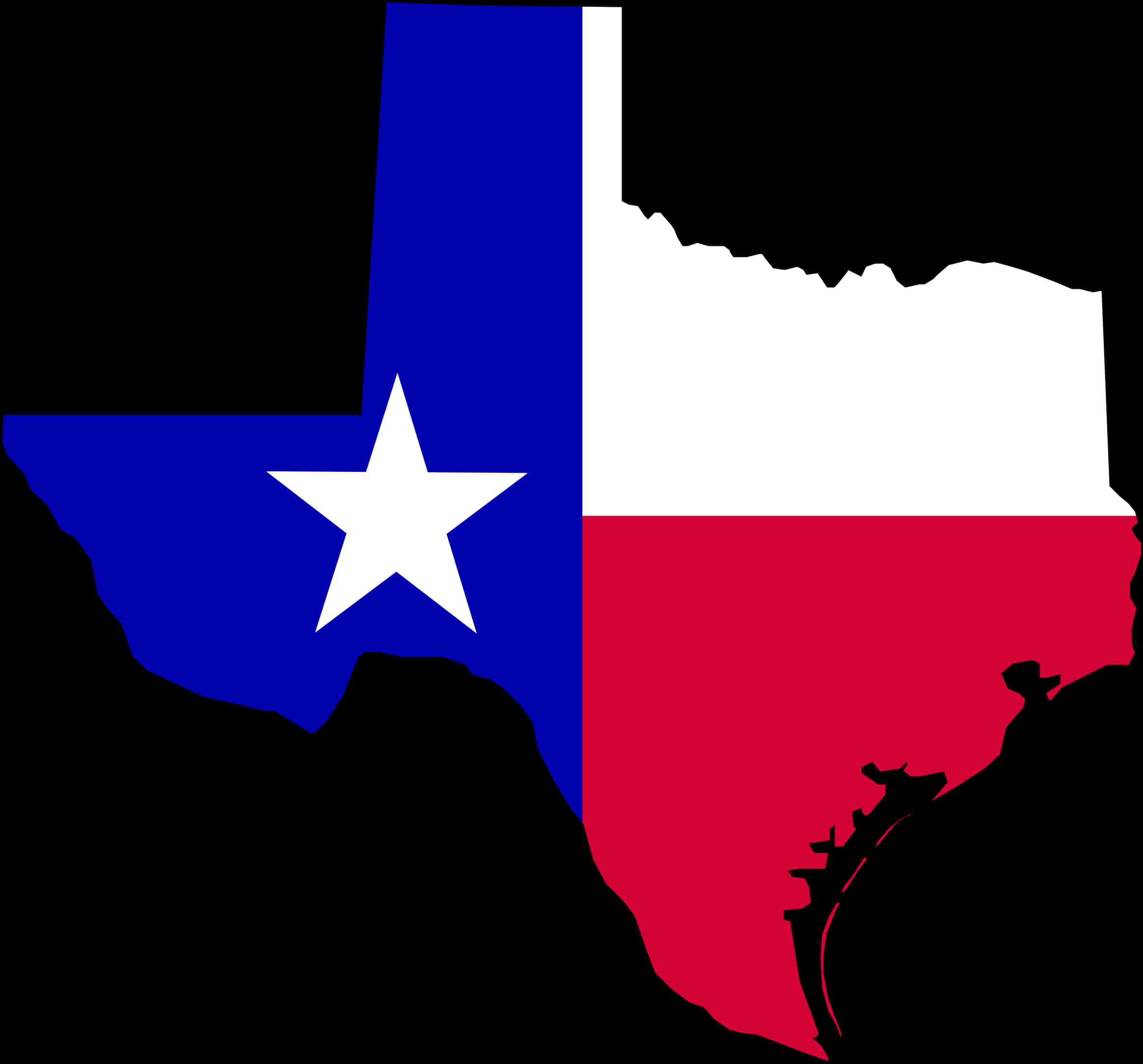 A Map Of Texas With A White Star And Red And Blue Flag PNG