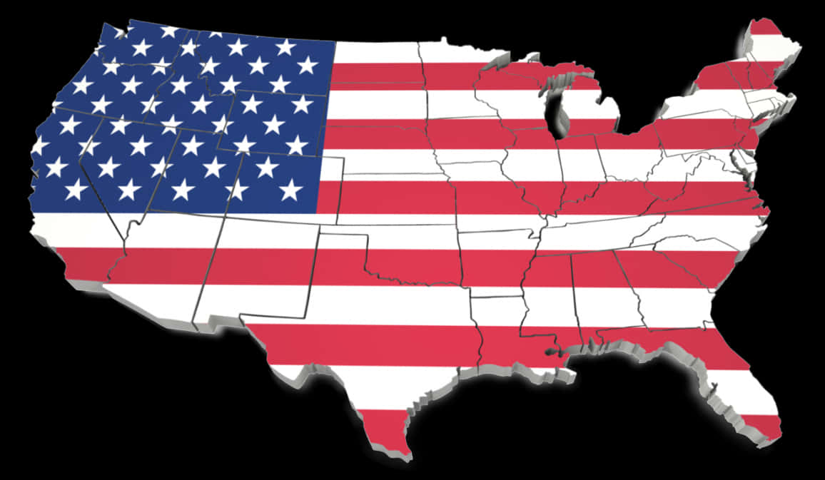 A Map Of The United States Of America With A Flag PNG