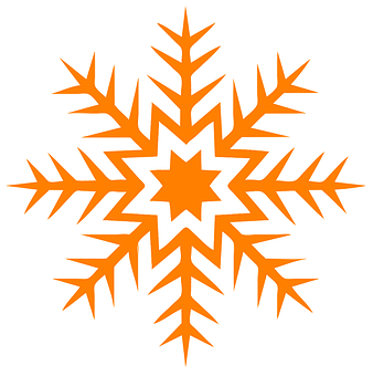 A Orange Snowflake With A Star PNG