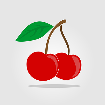 A Pair Of Cherries With A Leaf PNG