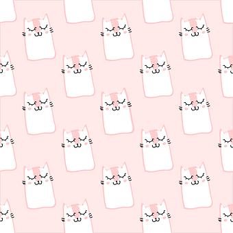 A Pattern Of Cats On A Pink Background