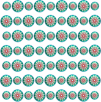 A Pattern Of Circles With White And Red Flowers PNG