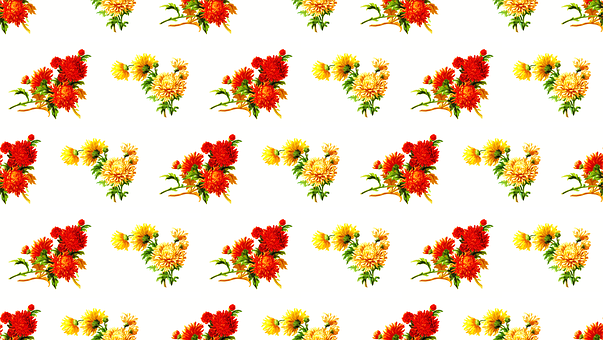 A Pattern Of Flowers On A White Background PNG