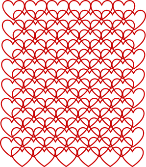 A Pattern Of Hearts On A Black Background PNG